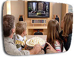 Famiy enjoying Panasonic Plasma